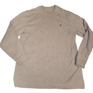 Carhartt Men's Workwear Pocket Long Sleeve Gray T-Shirt Medium Basic Staple